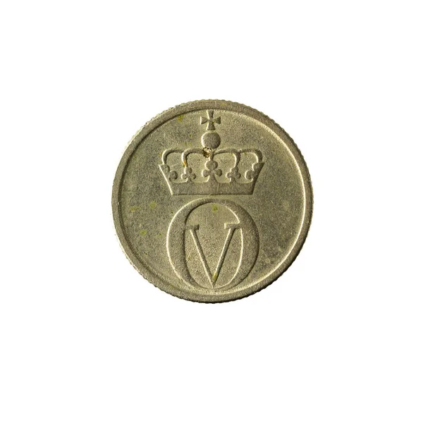Νορβηγικά Oere Κέρμα 1967 Αντίστροφη Απομονώνονται Λευκό Φόντο — Φωτογραφία Αρχείου