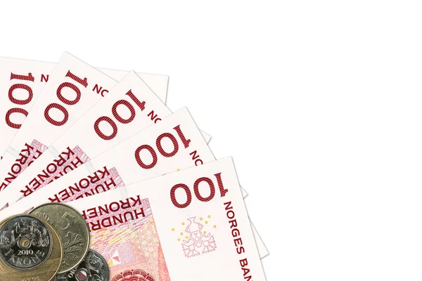 Einige Norwegische 100 Kronen Banknoten Und Münzen — Stockfoto