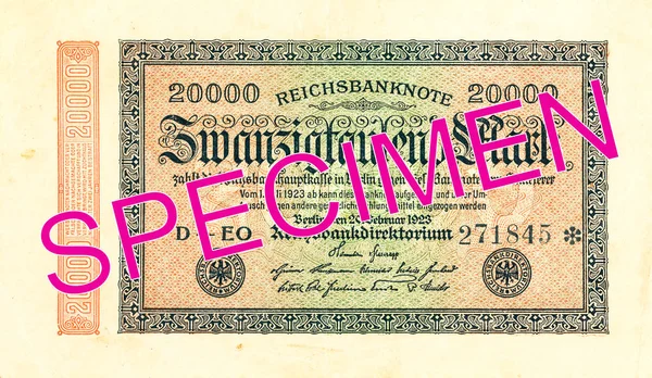 20000 Reichsmark Banknot 1923 Yüz — Stok fotoğraf