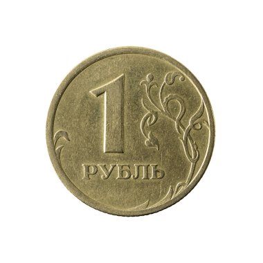 1 Rus Rublesi sikke beyaz arka plan üzerinde izole (1997) yüz