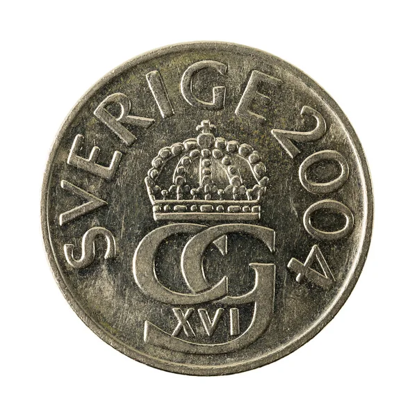 Moneda Coronas Suecas 2004 Inversa Aislada Sobre Fondo Blanco — Foto de Stock
