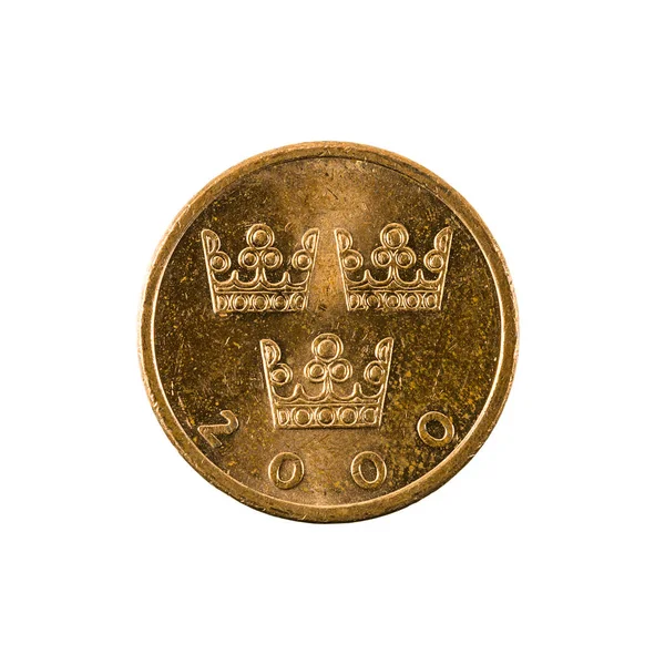 Moneda Onzas Suecas 2000 Inversa Aislada Sobre Fondo Blanco —  Fotos de Stock