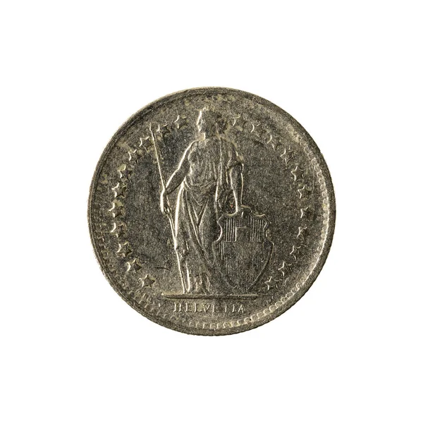 Wiss Franc Coin 1968 Inverso Aislado Sobre Fondo Blanco —  Fotos de Stock