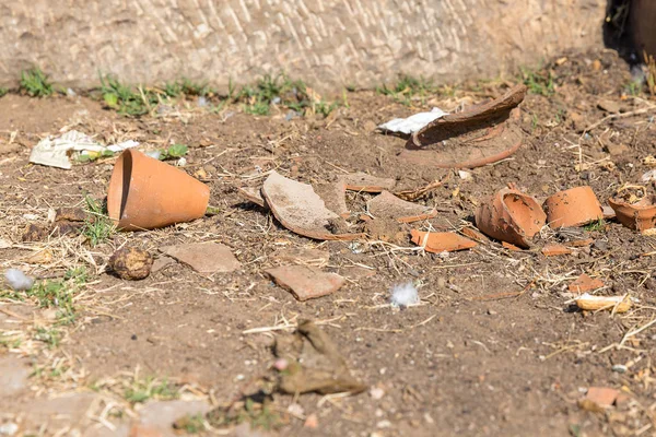 broken votive vessels and pottery next to Harshat Mata Temple, Abhaneri, Rajasthan, India