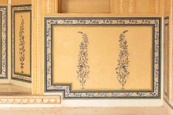 floral wall painting in Nahargarh Fort, Jaipur, Rajasthan, India