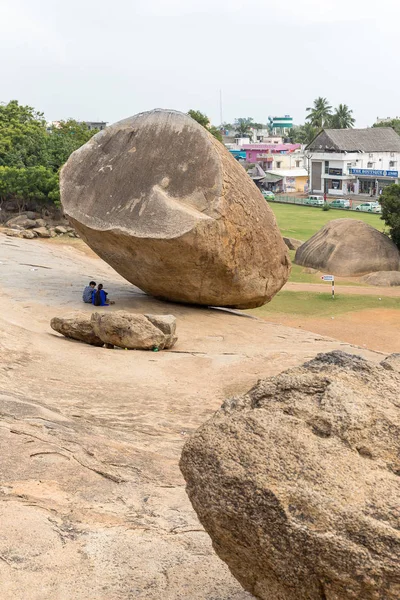Krishnas Smör Boll Mahabalipuram Tamil Nadu Indien — Stockfoto