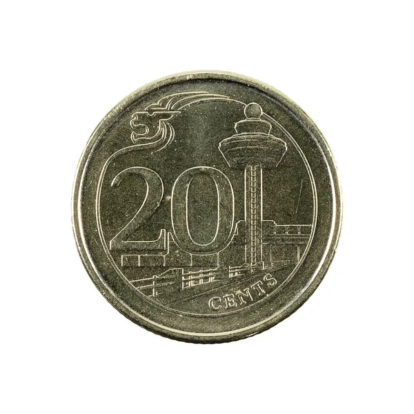 20 singapore cent coin (2013) obverse isolated on white background