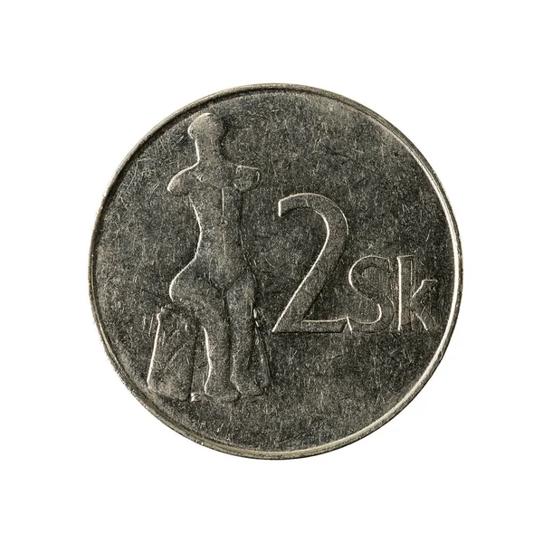 Σλοβακική Κορώνα Νομίσματος 1995 Εμπρόσθια Απομονώνονται Λευκό Φόντο — Φωτογραφία Αρχείου