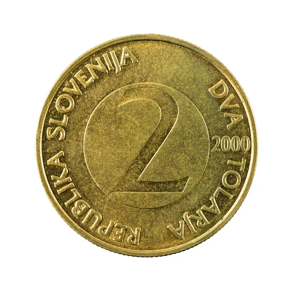 白い背景に分離 スロベニア トラー コイン 2000 — ストック写真