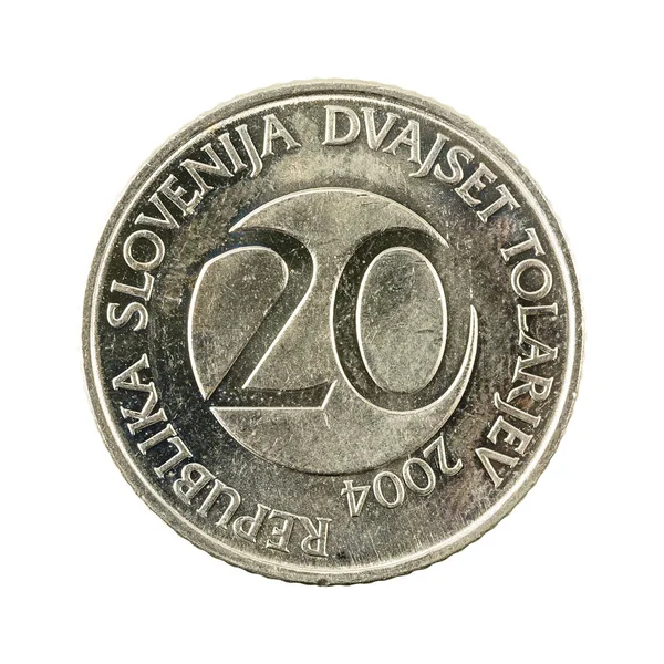 Sloveense Tolar Munt 2004 Voorzijde Geïsoleerd Witte Achtergrond — Stockfoto