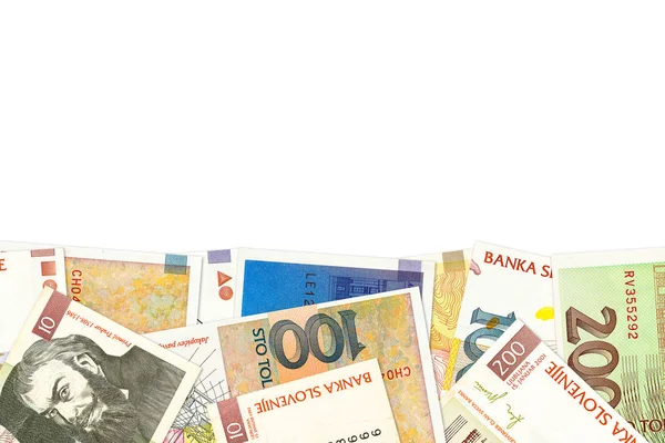 Sommige Sloveense Tolar Bankbiljetten Met Copyspace — Stockfoto