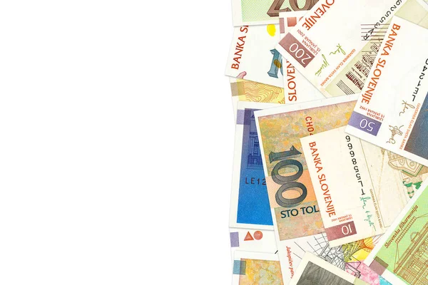 Some Slovenian Tolar Banknotes Copyspace — Stock Photo, Image