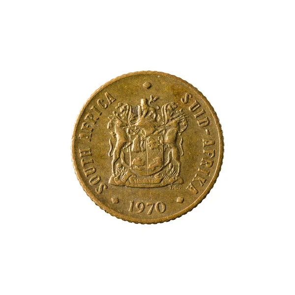 Südafrikanische Rand Münze 1970 Rückseitig Isoliert Auf Weißem Hintergrund — Stockfoto
