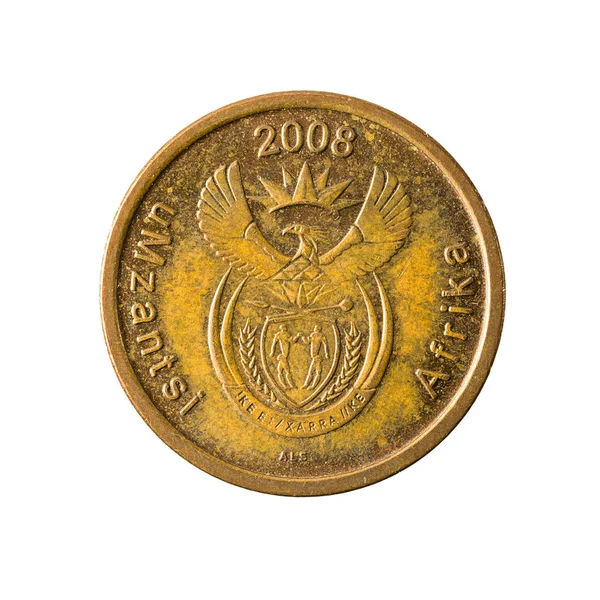 Południowoafrykański Cent Monet 2008 Białym Tle Odwrotnej — Zdjęcie stockowe