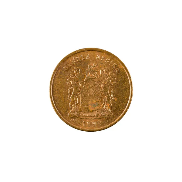 Південноафриканський Цент Монети 1999 Реверс Ізольовані Білому Тлі — стокове фото