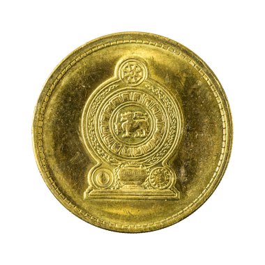 5 sri Lanka Rupisi sikke (2009) ters beyaz arka plan üzerinde izole