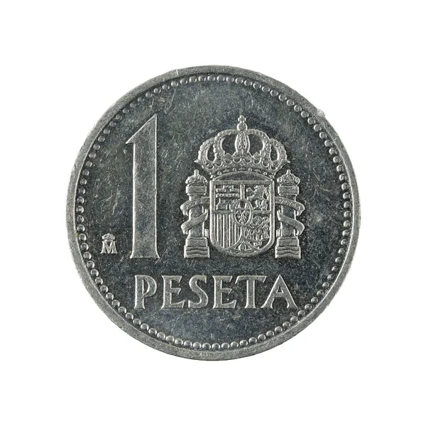 Jedna Španělská Peseta Mince 1987 Izolované Bílém Pozadí — Stock fotografie