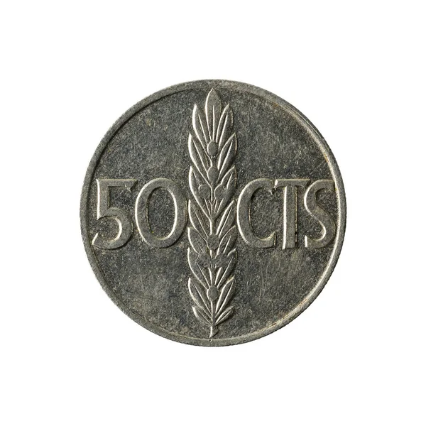 Spanish Centimos Coin 1966 Obverse Isolated White Background — Stock Photo, Image