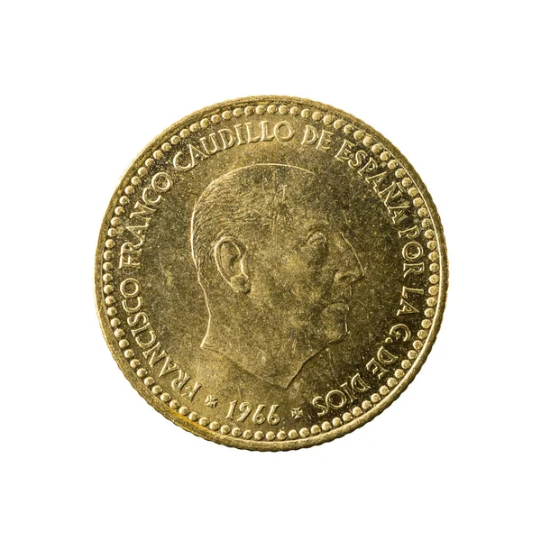 Spanish Peseta Coin 1966 Reverse Isolated White Background — Stock Photo, Image