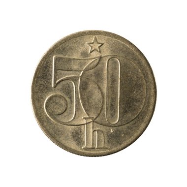 Beyaz arka plan üzerinde izole 50 çek heller sikke (1983) ön yüzde
