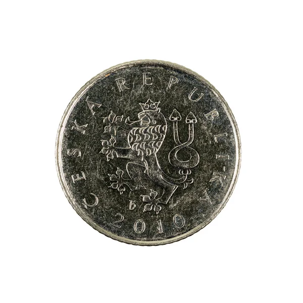 Een Tsjechische Kroon Coin 2010 Geïsoleerd Witte Achtergrond — Stockfoto