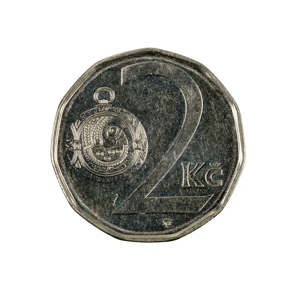 Two Czech Krone Coin 2010 Isolated White Background — Stock Photo, Image
