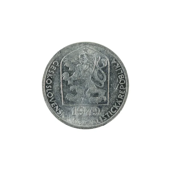 Fünf Tschechische Hellermünzen 1979 Isoliert Auf Weißem Hintergrund — Stockfoto