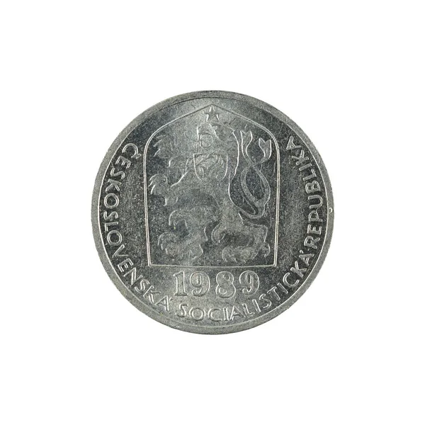 Moneda Heller Checa 1989 Aislado Sobre Fondo Blanco — Foto de Stock