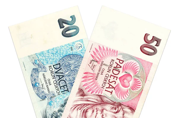 Дві Чеські Банкноти Коруни — стокове фото