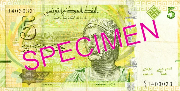 Tunisian Dinar Bank Note Obverse — Stock Photo, Image