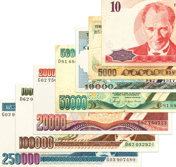 Turkse Lire Geld Uit Verschillende Tijden — Stockfoto