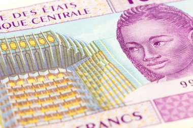 bir tek 10000 Orta Afrika Cfa Frangı banknot ön yüzde Close-up
