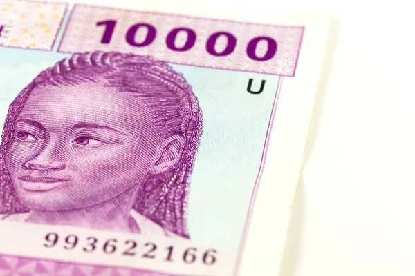 Μεγέθυνση Της Μια Ενιαία 10000 Κεντρικής Αφρικής Cfa Φράγκο Τράπεζα — Φωτογραφία Αρχείου