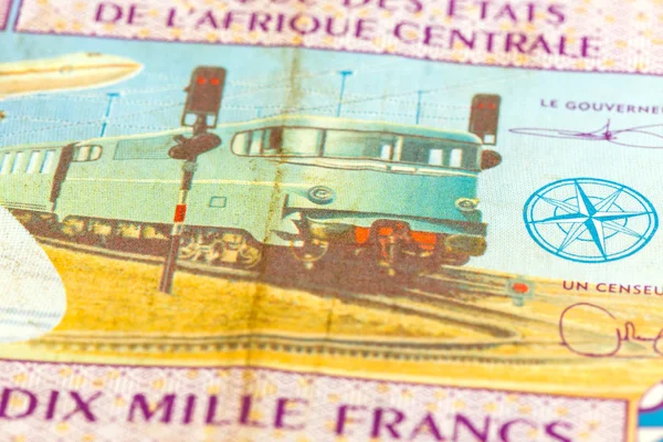 Närbild Enda 10000 Central Afrikanska Cfa Franc Sedeln Frånsida — Stockfoto