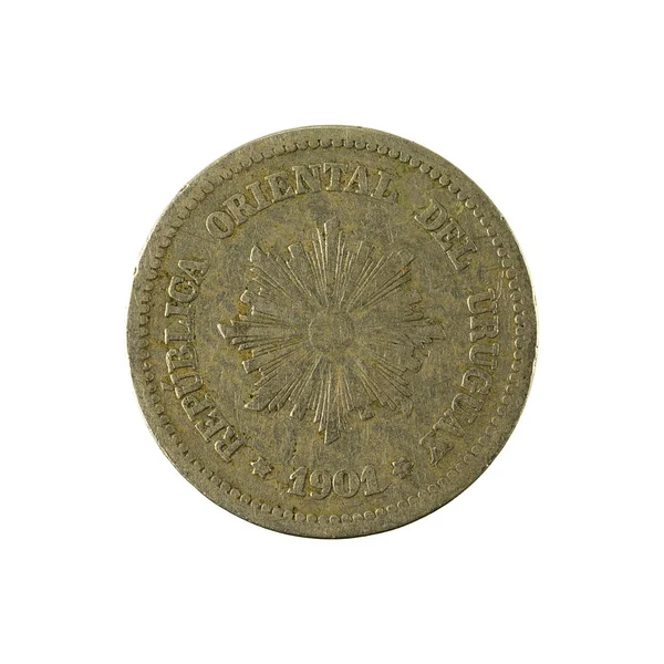 Uruguayas Moneda Centesimo 1901 Inversa Aislado Sobre Fondo Blanco — Foto de Stock