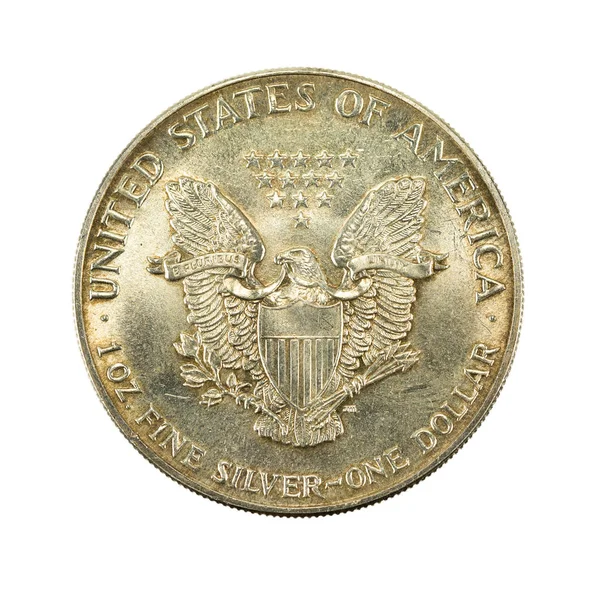 Moeda Dólar Prata Dos Estados Unidos 1988 Inverter Isolado Fundo — Fotografia de Stock
