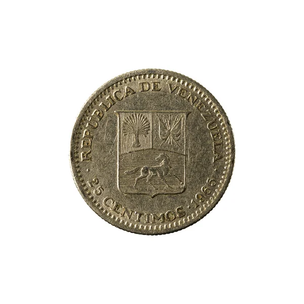 Venezuelan Centimos Coin 1965 Obverse Isolated White Background — Stock Photo, Image