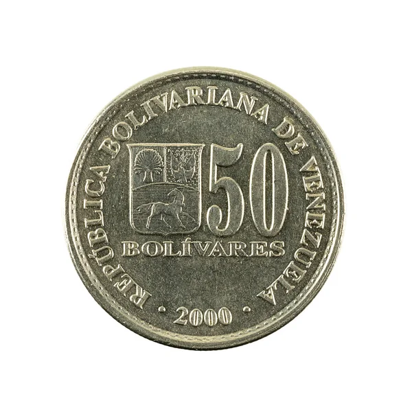 Venezuelan Bolivar Coin 2000 Obverse Isolated White Background — Stock Photo, Image