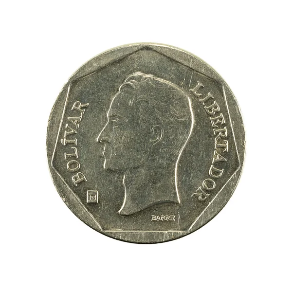 Монета Венецианских Боливаров 2000 Белом Фоне — стоковое фото