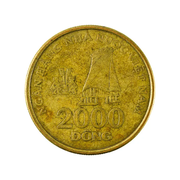 2000 Vietnamita Dong Coin 2003 Anverso Aislado Sobre Fondo Blanco — Foto de Stock