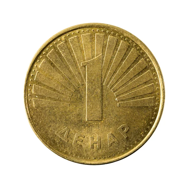 Одна Македонська Монета Динарів 2008 Лицьова Ізольована Білому Тлі — стокове фото