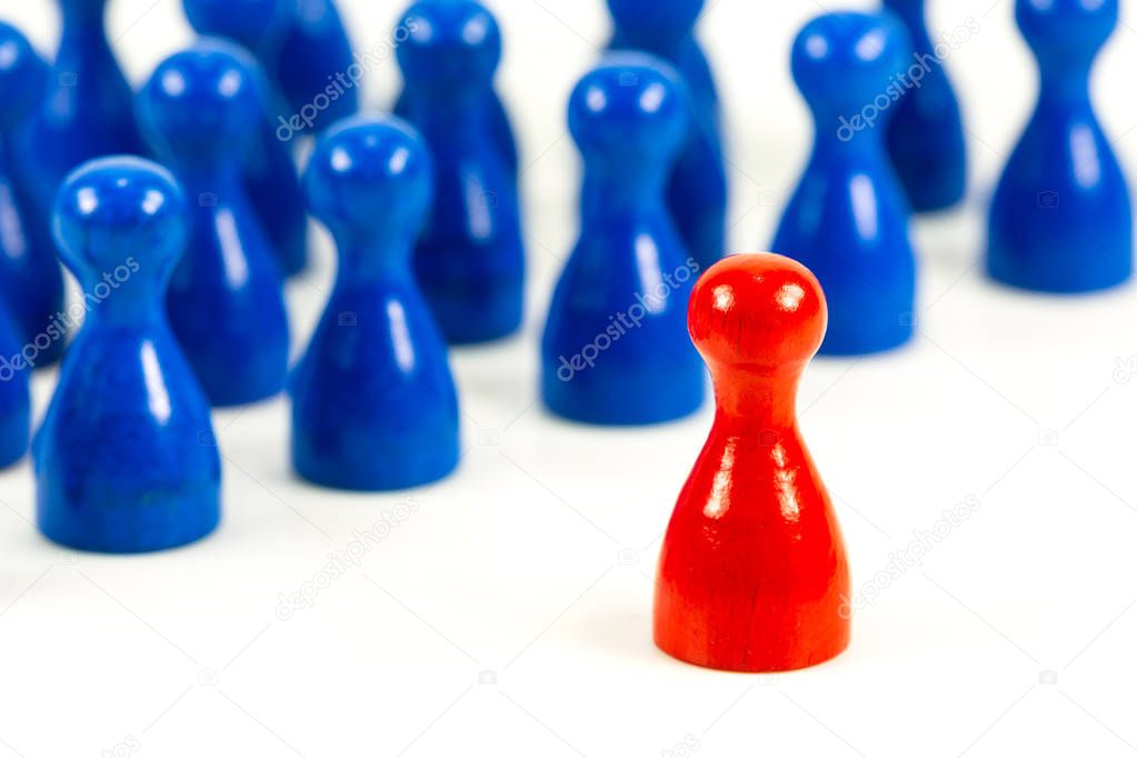 single red halma cone against blue halma cones indicating majority ratios and group constelation
