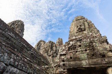 yüzleri kulelerde Tapınağı Angkor Thom, Siem Reap, Kamboçya, Asya