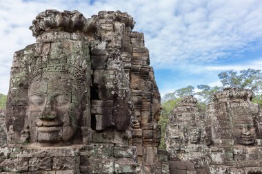 yüzleri kulelerde Tapınağı Angkor Thom, Siem Reap, Kamboçya, Asya