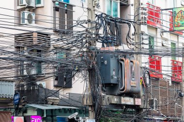 kablo dolaştırmak, Bangkok, Tayland, Asya sokaklarında