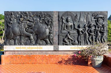 Ramkhamhaeng yanında Kral Ramkhamhaeng anıt tarihsel Sukhothai Park, Tayland, amel ile Asya plaka