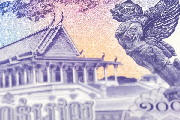 Detail 1000 Cambodian Riel Bank Note Reverse — Stock Photo, Image