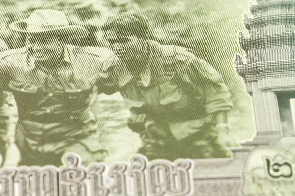 Detail 2000 Cambodian Riel Bank Note Reverse — Stock Photo, Image
