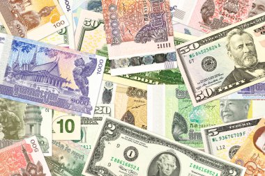 Kamboçyalı riel ve bize-Amerikan Doları banknot kopya alanı ile ikili ekonomik ilişkilerin gösteren