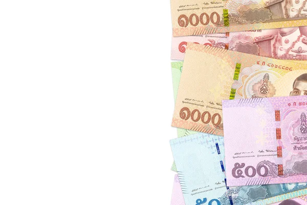 Sommige Nieuwe Thaise Baht Bankbiljet Met Kopie Ruimte — Stockfoto